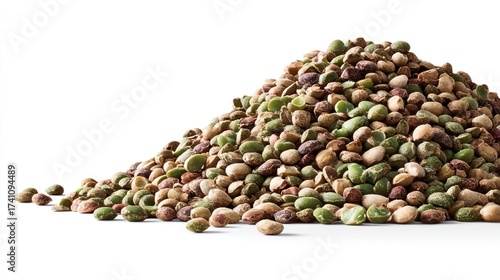 Pile of seeds, various colors, close-up