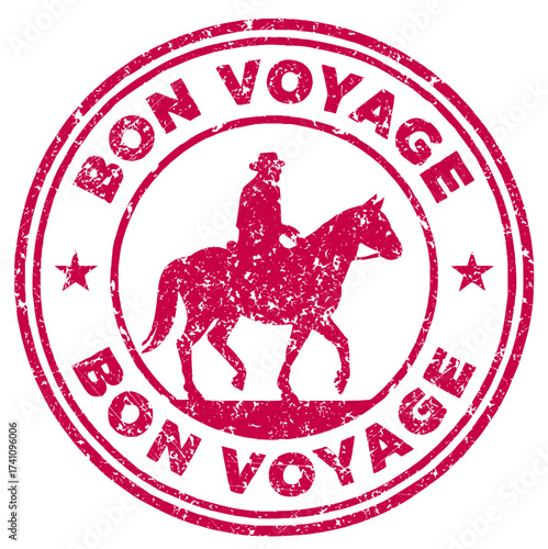 Bon voyage horseman rubber stamp design for travels and adventures