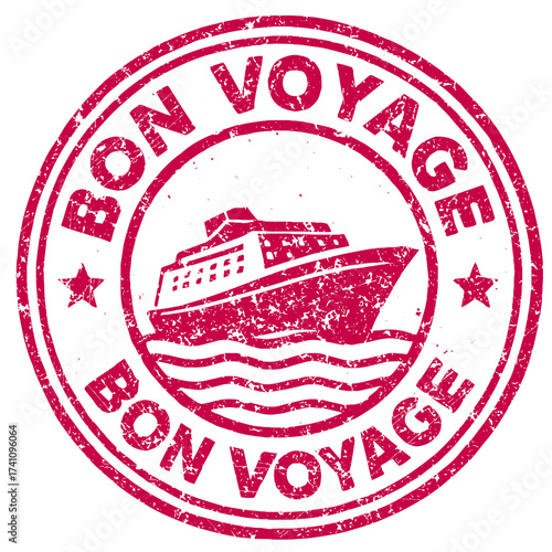 Bon voyage ship rubber stamp design for travel enthusiasts