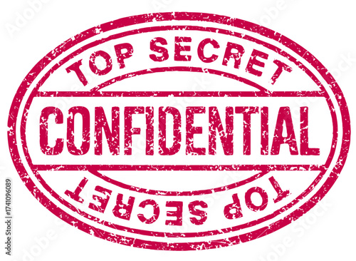 Confidential top secret rubber stamp design in dark red color