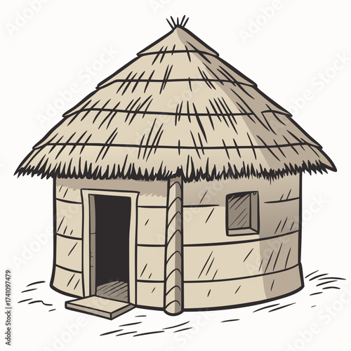 Traditional African round hut with thatched roof African hut