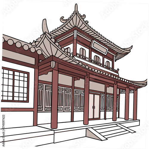 Traditional Chinese courtyard building with tiled roof