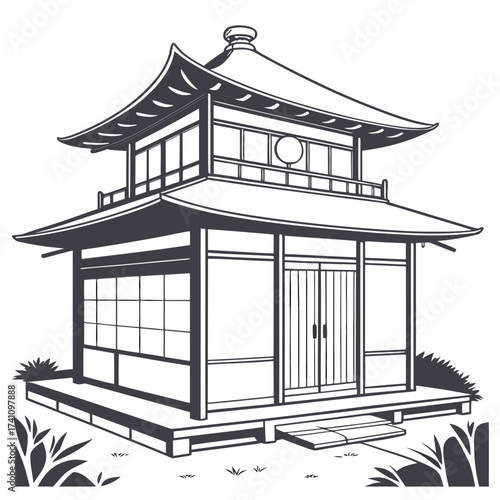 Traditional Japanese tea house vector illustration