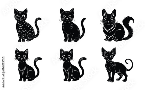 Collection of cat silhouettes.