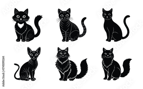 Collection of cat silhouettes.