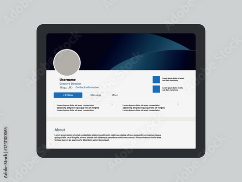 Linkedin flat design mockup, profile page mockup presentation template