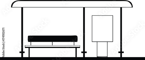 A vector illustration of a mailbox icon on an empty living room wall screen with a table and chair