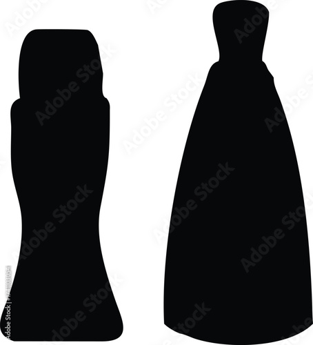 Black fashion illustration vector: silhouette of two people in love standing