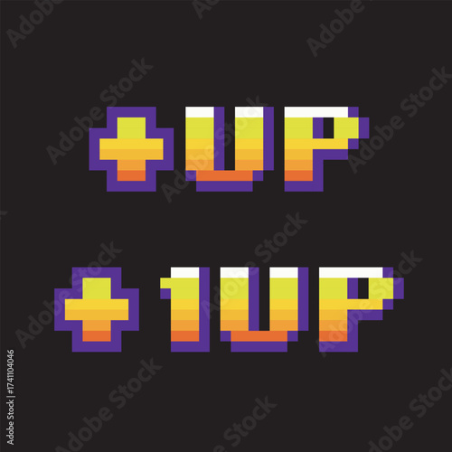 Level up text vector illustration. Getting a new level. Level up. Earned a level up. Glitch effect style text.