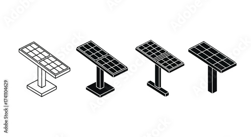 Vector illustration of isometric solar panel icons renewable energy source ecofriendly power generation sustainable technology for a greener future
