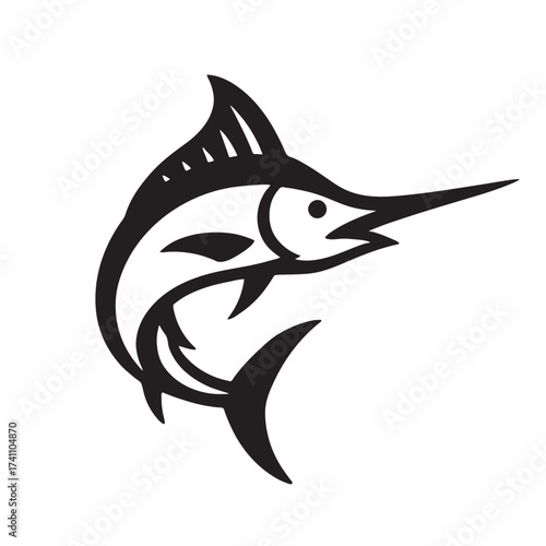 Dynamic marlin silhouette leaps forward boldly