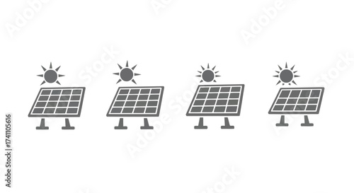Vector illustration of set of solar panel icons collection of photovoltaic cell symbols alternative energy source vector illustration