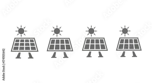 Vector illustration of set of solar panel icons collection of photovoltaic cell symbols alternative energy source vector illustration