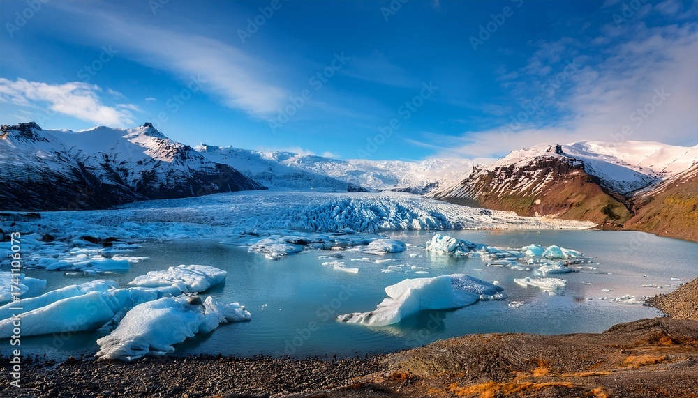 Obraz premium winter landscape with lake and mountains
