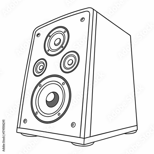 Black and white illustration of a desktop speaker audio 1