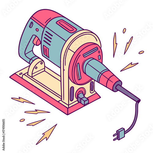 Bright electric sander with power cord and sparks electric tool