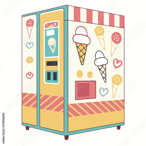 Bright ice cream vending machine with colorful design