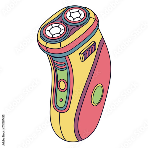 Colorful electric shaver illustration razor grooming