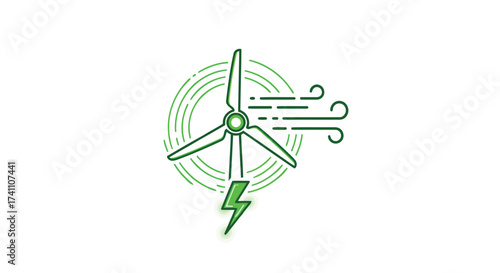 Vector illustration of wind turbine illustration representing renewable energy and sustainable power generation, clean energy for a greener future