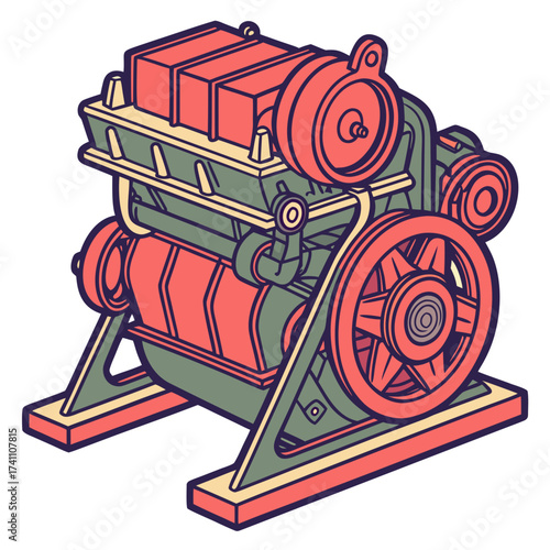 Colorful Industrial Engine Machine motor mechanical