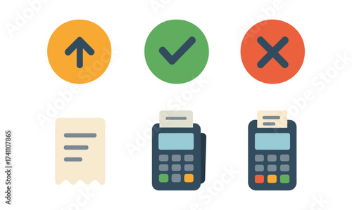 Point of sale icons: payment terminals and transaction symbols