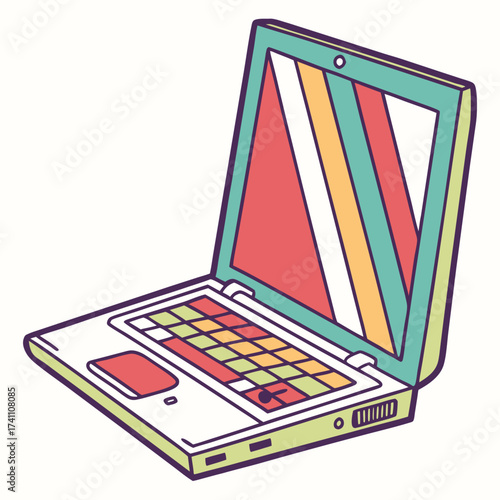 Colorful laptop computer with striped screen technology