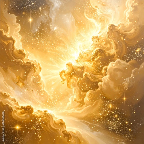 Golden celestial clouds