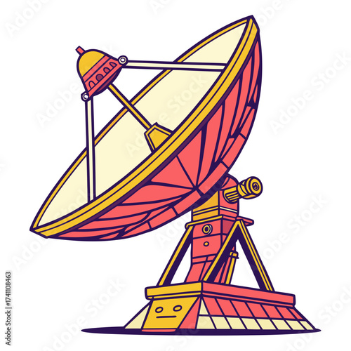 Colorful satellite dish illustration antenna communication 2