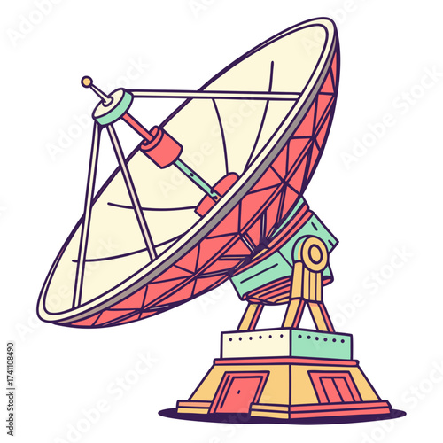 Colorful satellite dish on white background antenna