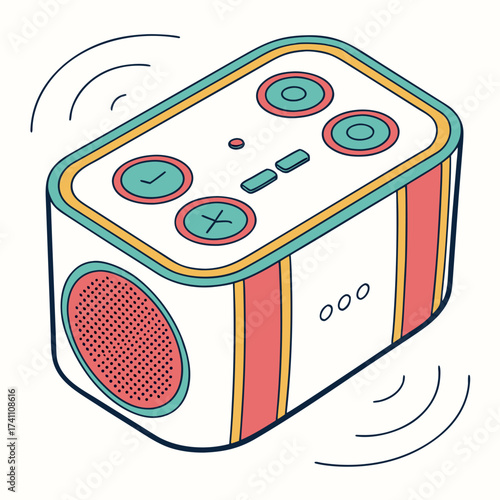 Colorful smart speaker with sound waves voice assistant