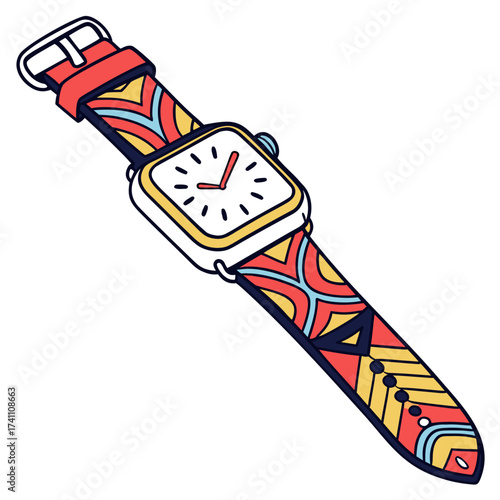 Colorful smartwatch with patterned strap wearable technology