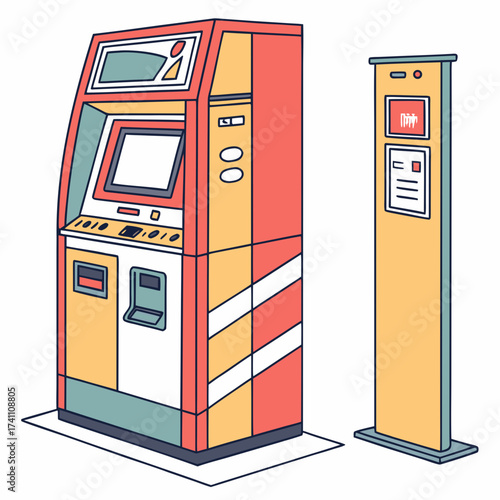 Colorful ticket vending machine and kiosk ticket machine