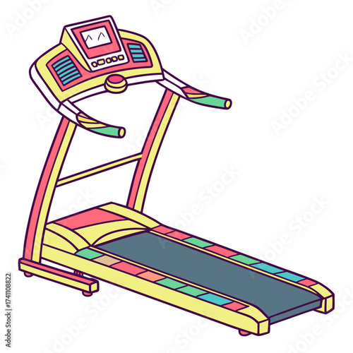 Colorful treadmill machine with screen and handles 1