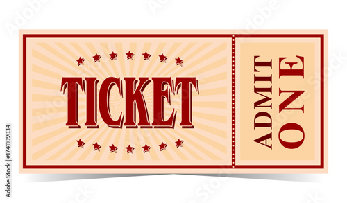 Ticket. Ticket template for events, theaters, cinemas, circuses, museums, discos, festivals, fan zones, parties, and staff access using a single coupon.