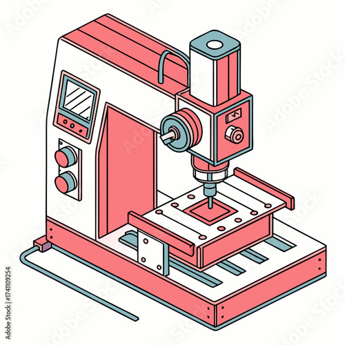 Coral and Teal C N C Machine cnc machine milling machine