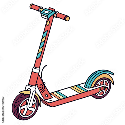 Coral electric scooter with colorful stripes personal transport