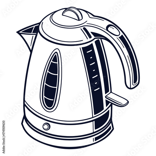 Electric kettle illustration isolated on white water boiler