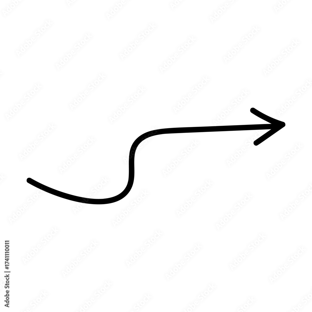 Fototapeta premium Hand drawn arrow icon vector. Direction illustration sign, Handmade. Pointer symbol or logo.