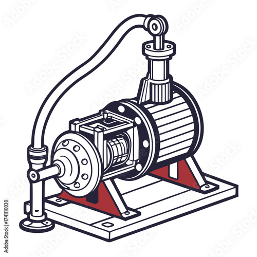 Industrial water pump machine illustration engine