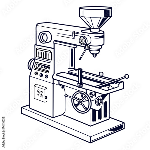 Industrial milling machine illustration industrial equipment