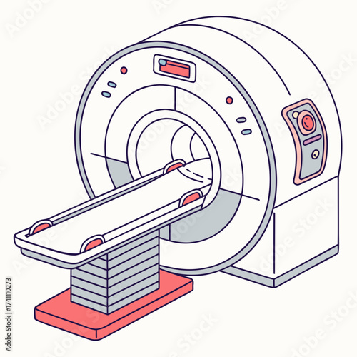 Isometric illustration of a medical M R I machine mri machine