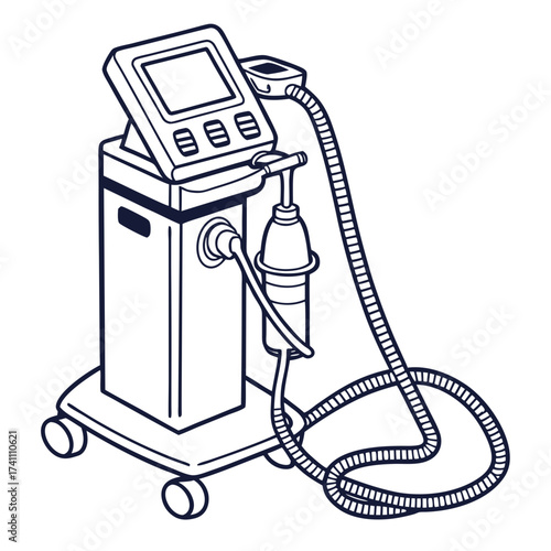 Medical ventilator machine outline respiratory equipment