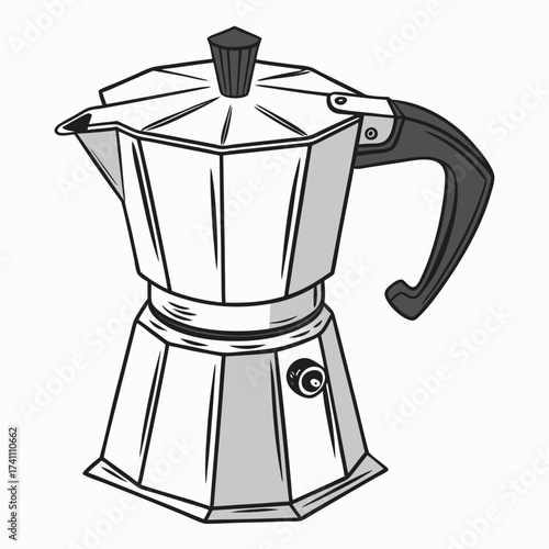 Moka pot coffee maker illustration espresso maker stovetop coffee