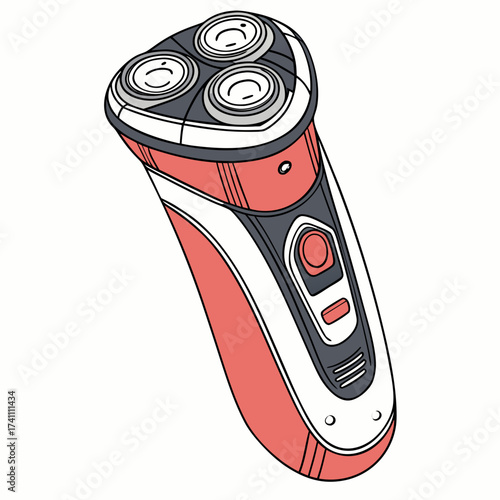 Red and gray electric shaver illustration razor grooming