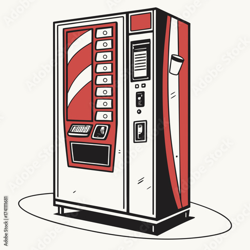 Red and white striped coffee vending machine drink