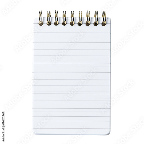  Small white spiral notepad with lined paper isolated on transparent White background png