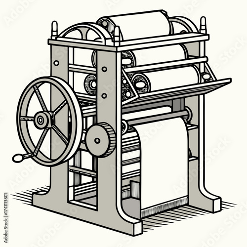 Vintage printing press machine graphic industrial retro