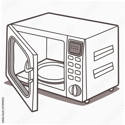 White microwave oven with open door and buttons kitchen appliance