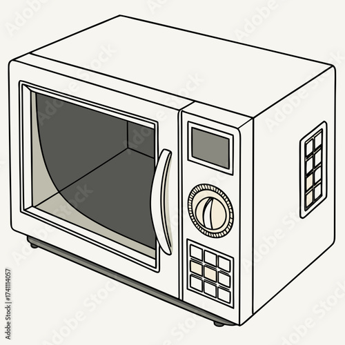 White microwave oven with dial and buttons kitchen appliance