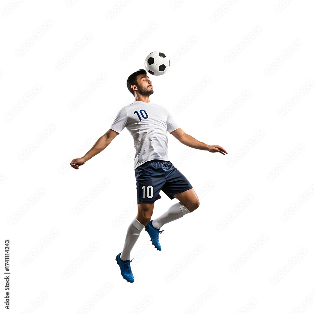 Fototapeta premium Soccer player heading ball isolated on transparent background